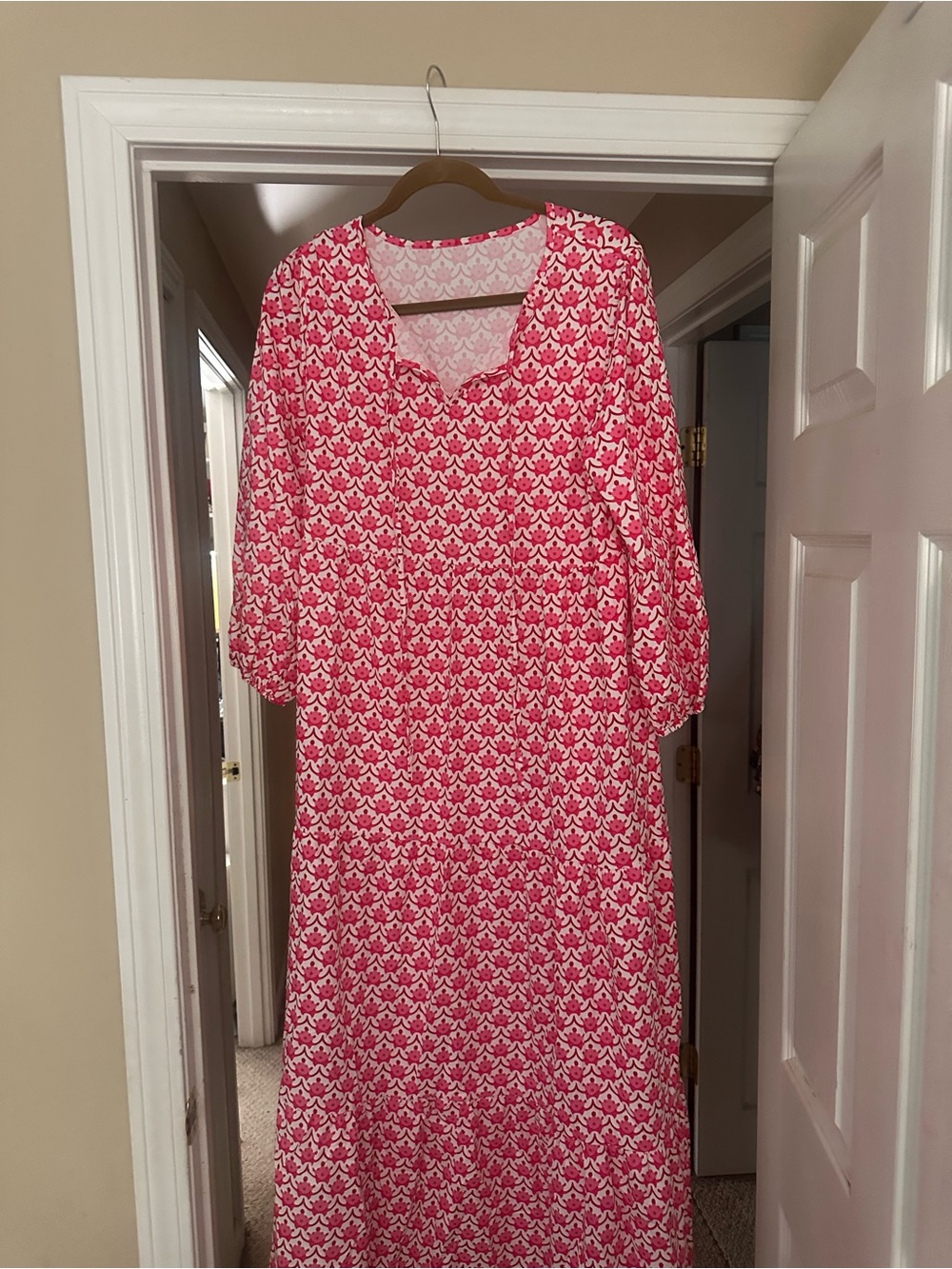 Pink Patterned Women's Maxi Dress
